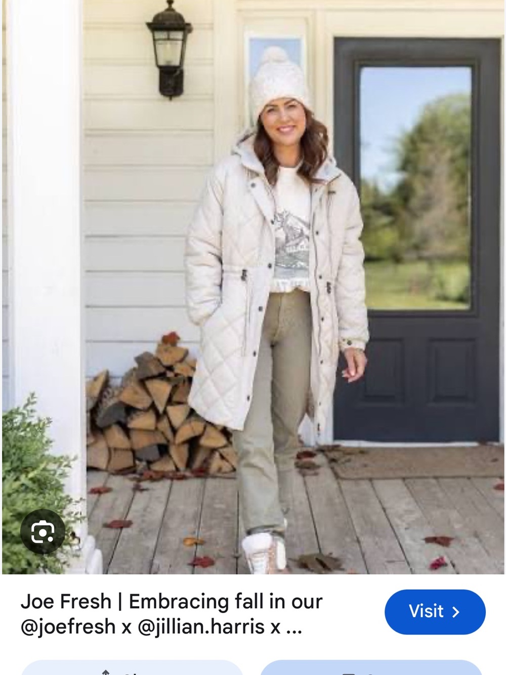 Joe Fresh Quilted Long Puffer Coat in Cream